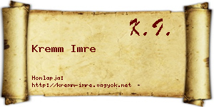 Kremm Imre névjegykártya